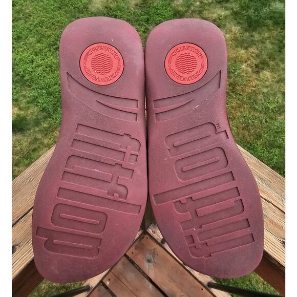 FitFlops Womens Sz 9 Clogs Red Slip On Shiny Fit Flop - Picture 7 of 10